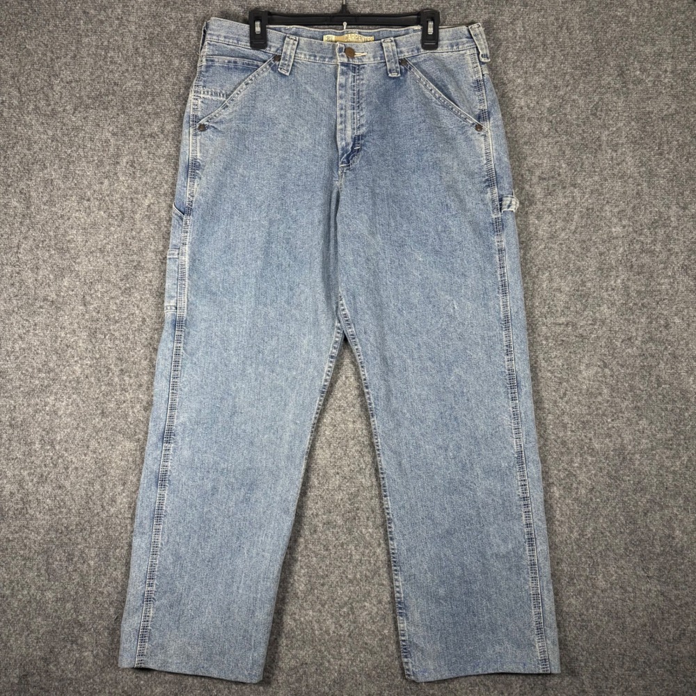 Lee Dungarees Carpenter Jeans Men's 34x32 HEMMED to‎ 34x27 Light Wash Blue